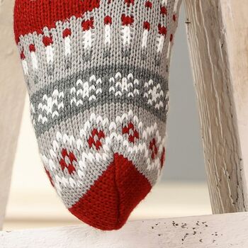 Personalised Chunky Knit Fair Isle Christmas Stocking, 7 of 10