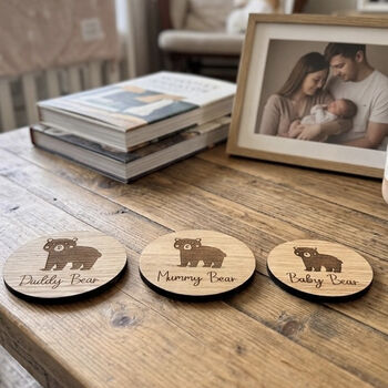 Bear Family Wooden Coasters Gift Set, 3 of 6