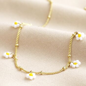 Beaded Daisy Satellite Chain Necklace In Gold Plating, 2 of 6