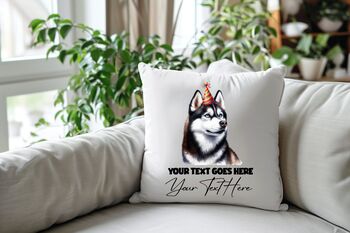 Personalised Husky Birthday Party Cushion, 2 of 2