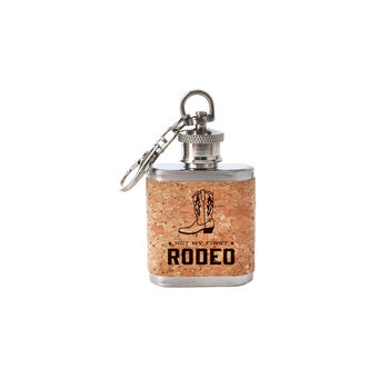 'Not My First Rodeo' Mini Cork Hip Flask Keyring | Celebration | Birthday, 2 of 2