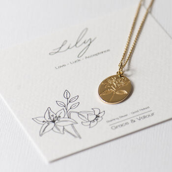 Lily Engraved Flower Personalised Pendant, 3 of 12