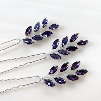 Purple Crystal Hair Pins, 3 of 4