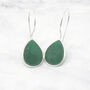 Emerald May Birthstone Dangle Drop Silver Earrings, thumbnail 1 of 4