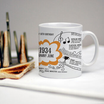90th Birthday Gift Mug Personalised For 1934, 4 of 10