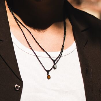 Mini Gold Tigers Eye Gemstone Pendant Necklace For Men, 7 of 12