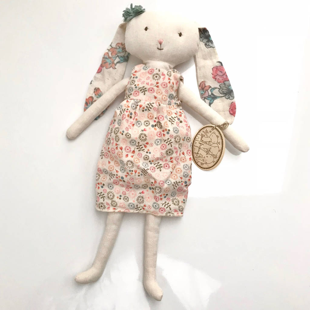 vintage style personalised rabbit soft toy by pink pineapple home ...