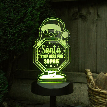 Personalised Santa Stop Here Solar Light – Christmas Outdoor LED, 6 of 9