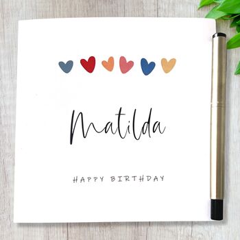 Personalised Birthday Card With Hearts, 6 of 7