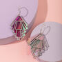 Sterling Silver Art Deco Fan Iridescent Hoop Earrings, thumbnail 4 of 12