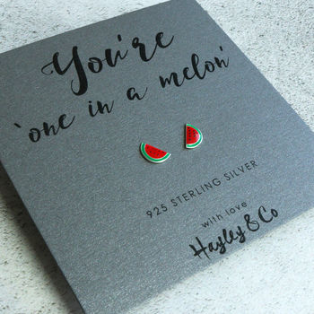 'One In A Melon' Watermelon Sterling Silver Earrings, 2 of 8