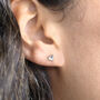 Sterling Silver Heart Stud Earrings With Bead Border, thumbnail 3 of 6