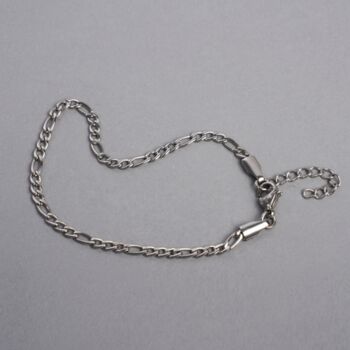 Mens 3mm Silver Steel Figaro Bracelet For Men, 4 of 7