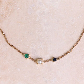 Sterling Silver Personalised Birthstone Trio Bracelet, 4 of 4