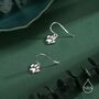 Sterling Silver Paw Print Drop Hook Earrings, thumbnail 3 of 11