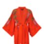 Wisteria And Chrysanthemum Terracotta Embroidered Long Kimono, thumbnail 9 of 12