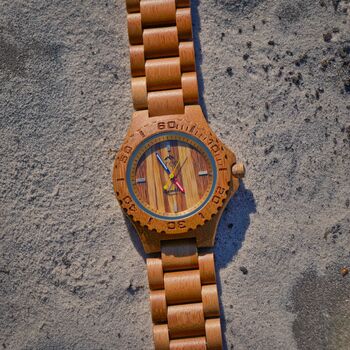 Bamboo Rambler Watch With Bamboo Strap, 6 of 7