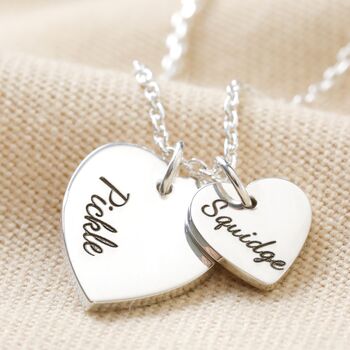 Personalised Sterling Silver Double Heart Necklace, 9 of 11