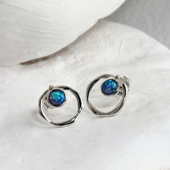 Handmade Vibrant Blue Opal Stud Earrings, 3 of 6