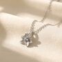 Aquamarine March Daffodil Birthflower Silver Necklace, thumbnail 1 of 4