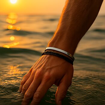 Men's Minimalist Polished Titanium Cuff Bangle, 3 of 10
