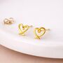 Gold Plated Sterling Silver Paloma Forever Heart Stud Earrings – 6mm, thumbnail 2 of 4