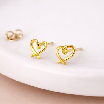 Gold Plated Sterling Silver Paloma Forever Heart Stud Earrings – 6mm, 2 of 4