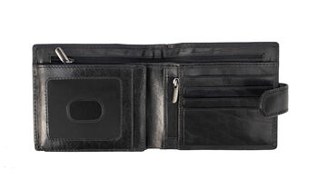 Personalised Luxury Black Leather Wallet Trifold Rfid, 4 of 8