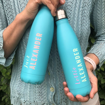 Personalised Reusable Blue Water Bottle, 4 of 4