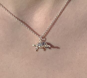 Sterling Silver Tortoise Necklace With Personalisation, 5 of 9