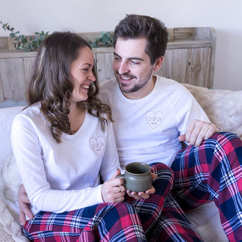 Personalised Embroidered Couples Heart Pyjamas, 2 of 5