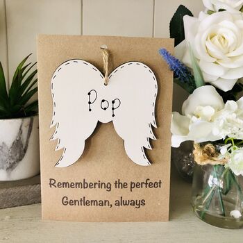 Personalised Remembrance Card Angel Wooden Keepsake, 3 of 7