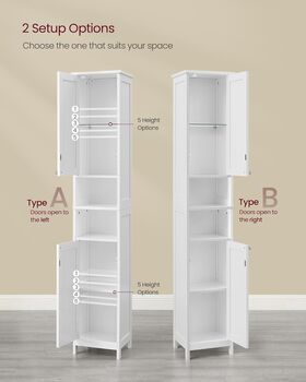 Tall Bathroom Cabinet With Lights Narrow Storage Unit, 10 of 12