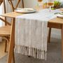 Wide Hollow Pale Taupe Cotton Linen Table Runner, thumbnail 5 of 8