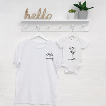 Mummy/Daughter Personalised Birth Flower T Shirt Set, 3 of 6