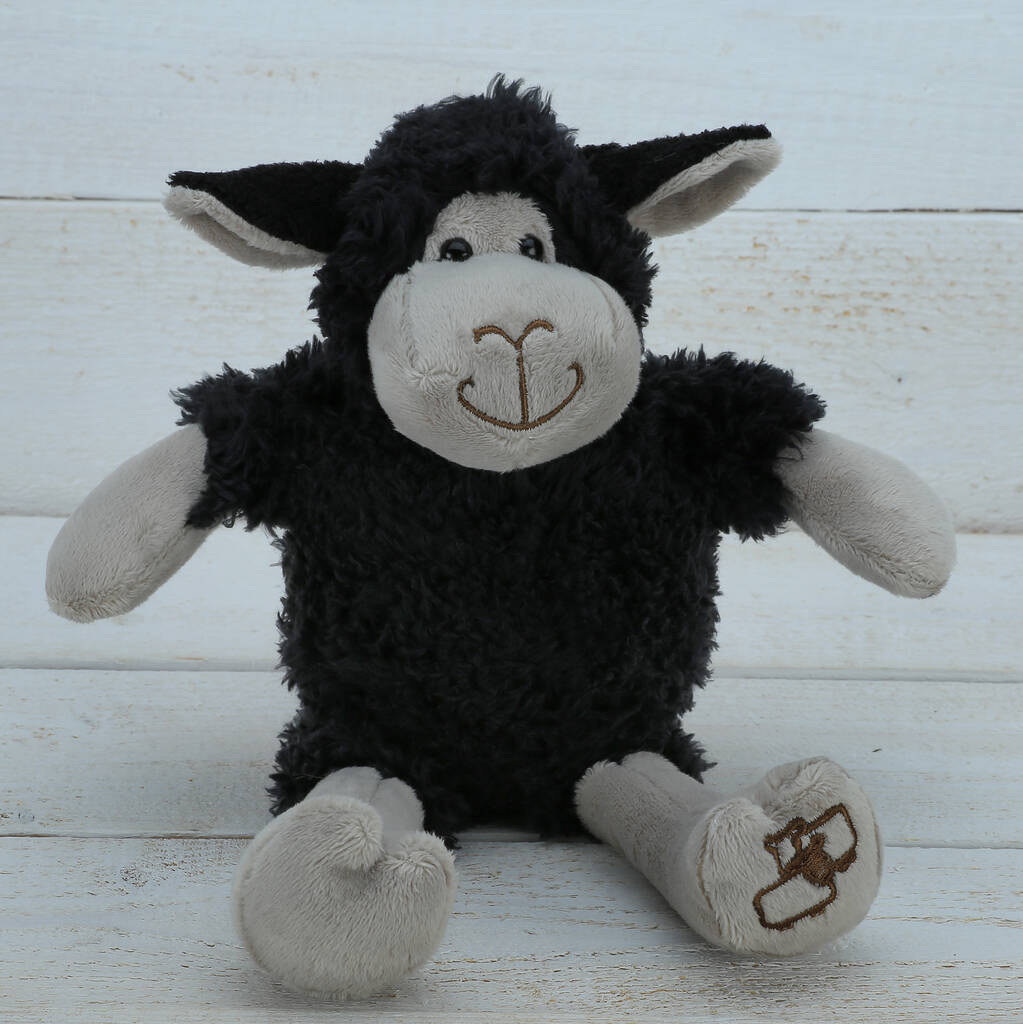 Image of Black Snuggle Sheep With Personalised Engraved Tag