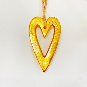 Gold Heart Hanging Decoration, 2 of 5