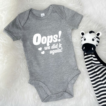 Oops We Did It Again! 2nd Baby Announcement Babygrow, 6 of 8