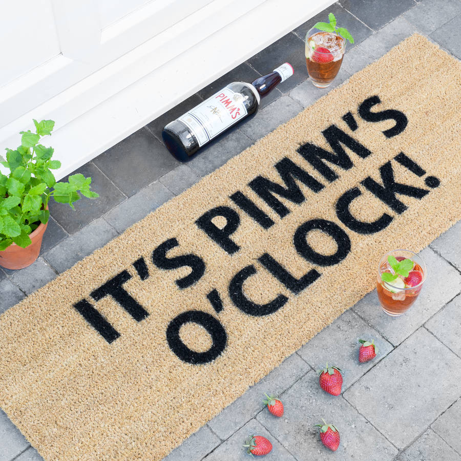Pimms O Clock Patio Doormat By Letteroom Notonthehighstreet Pimms O Clock Patio Doormat