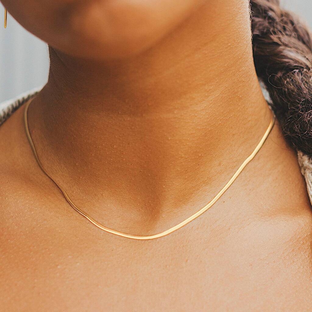 14K Gold Herringbone Chain Necklace | Mabel Chong