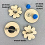 Kawaii Lucky Clover Wooden Pin Or Brooch, thumbnail 3 of 7