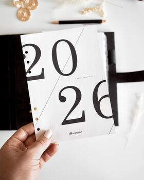 2026 Light Ivory Linen Paper A5 Planner Dashboard, 3 of 5