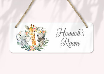 Personalised Safari Animals Door Sign, Nursery Room Decor, 2 of 2