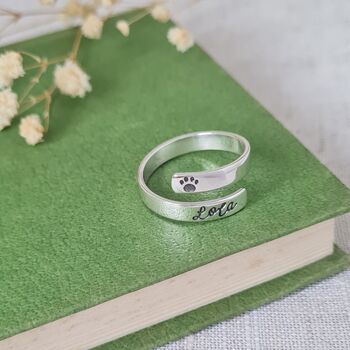 Sterling Silver Custom Pet Name Hug Ring, 5 of 7