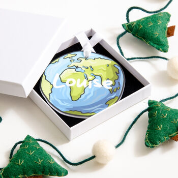 Personalised Globe Christmas Bauble Decoration, 2 of 7