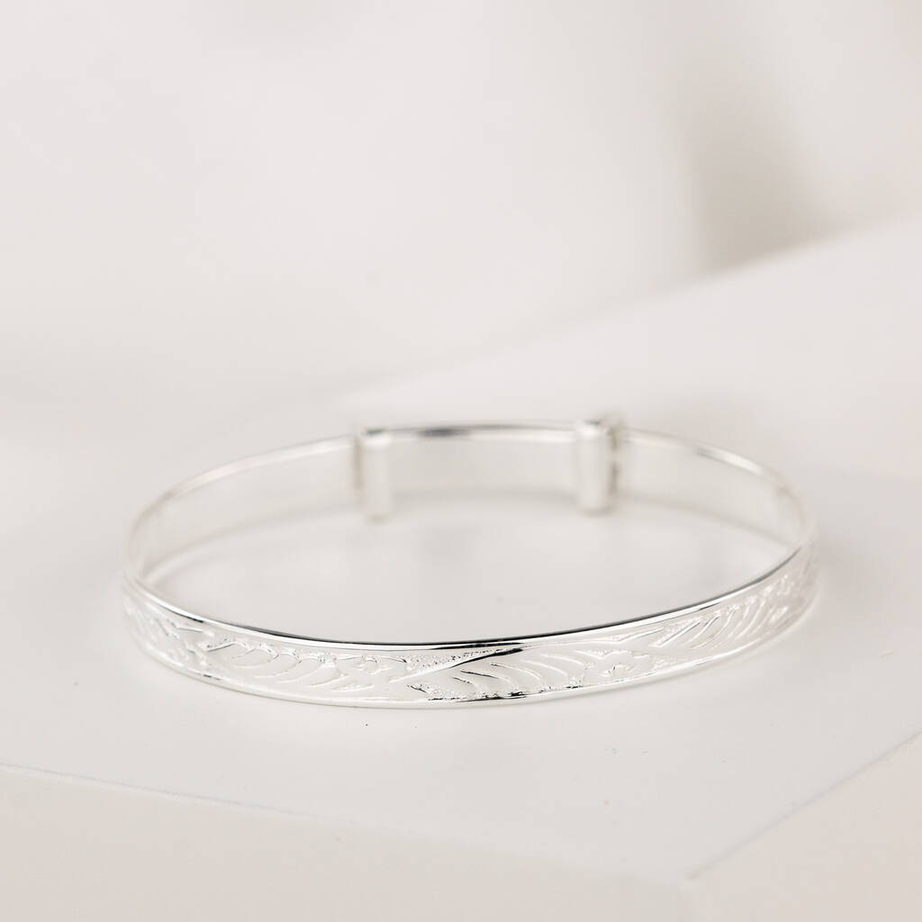 Sterling Silver 925 Christening Baby Bangle, 1 of 3