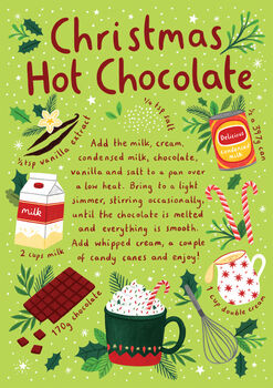 Festive Christmas Card, Hot Chocolate Recipe Card, 3 of 3
