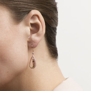 Teardrop Tourmaline 18k Rose Gold Plated Drop Earrings, 2 of 4