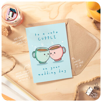 Cupple Cute Happy Wedding Day Card For Couple, 2 of 4