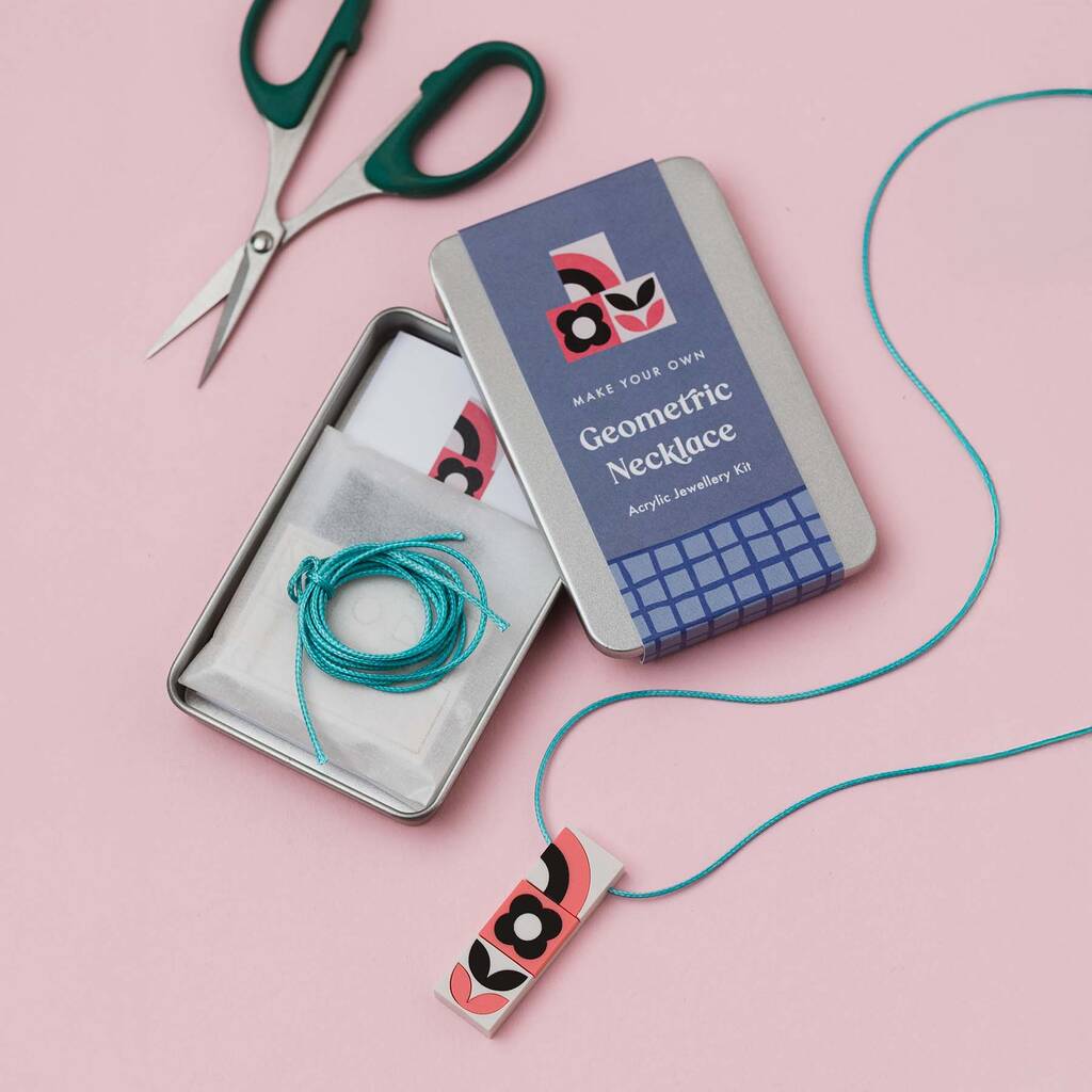 Pink Geometric Necklace Making Kit, Statment Diy Jewellery Craft Kit, 1 of 9